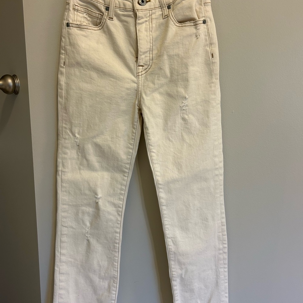 Jonathan Simkhai Cream Straight Leg Jeans - Picture 3 of 6